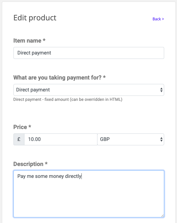 Adding a Direct payment product