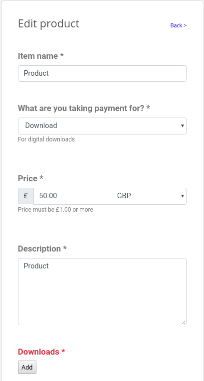 Adding a Download product